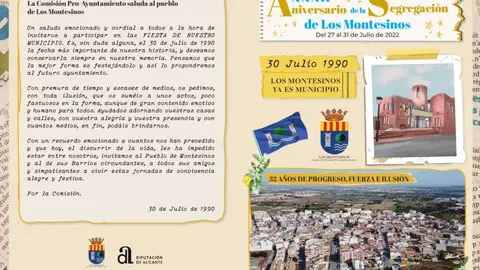 Los Montesinos celebra hasta el domingo con un amplio programa de actividades el 32º Aniversario de su Segregación Los Montesinos celebra hasta el domingo con un amplio programa de actividades el 32º Aniversario de su Segregación