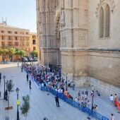 Cerca de 200 personas se concentran en Palma frente al Palacio de la Almudaina en apoyo al Rey Felipe VI