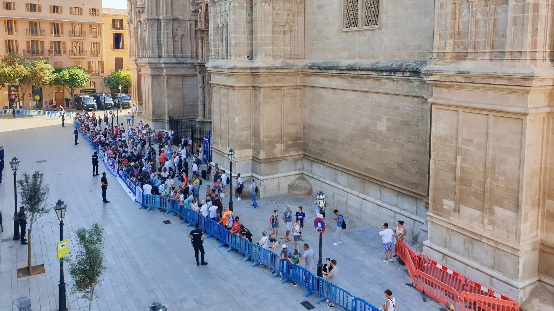 Cerca de 200 personas se concentran en Palma frente al Palacio de la Almudaina en apoyo al Rey Felipe VI