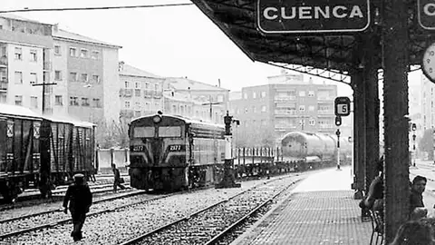 La estación de tren de Cuenca, en una imagen de 1981