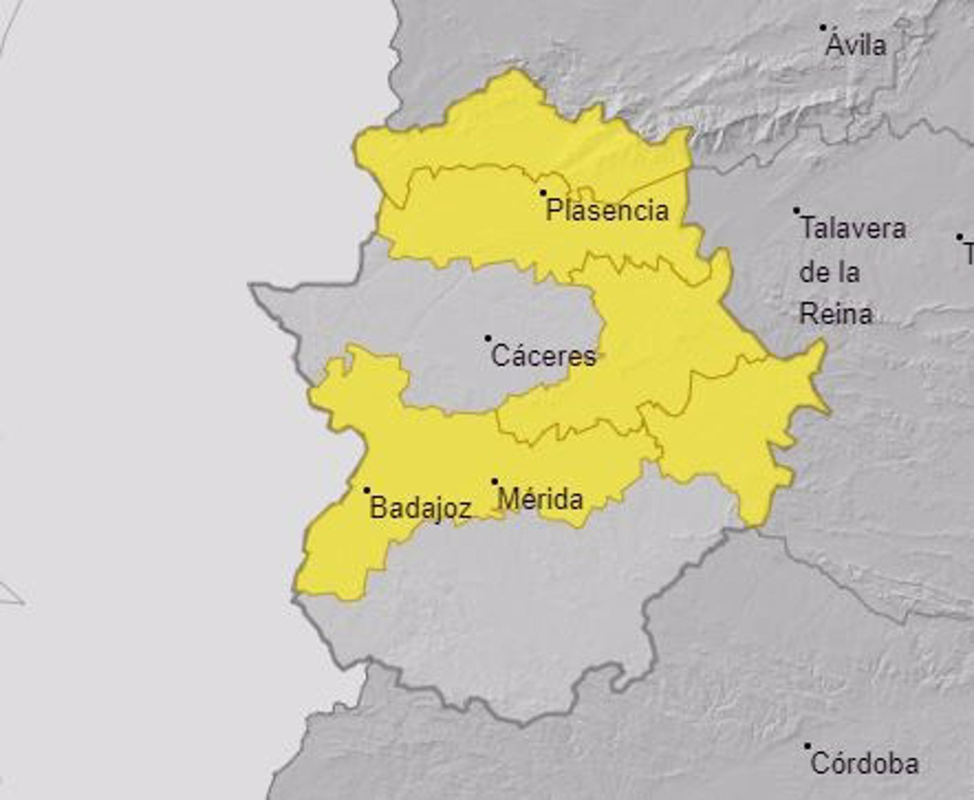 Amplias zonas de Extremadura permanecerán este sábado en riesgo amarillo por altas temperaturas Amplias zonas de Extremadura permanecerán este sábado en riesgo amarillo por altas temperaturas