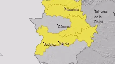 Amplias zonas de Extremadura permanecerán este sábado en riesgo amarillo por altas temperaturas