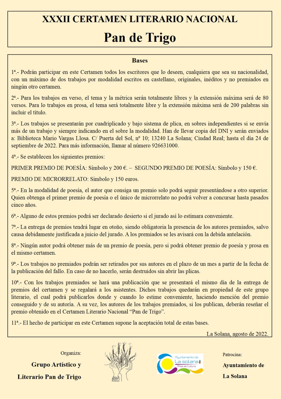 Hablamos del XXXII Certamen Literario Nacional Pan de Trigo Hablamos del XXXII Certamen Literario Nacional Pan de Trigo