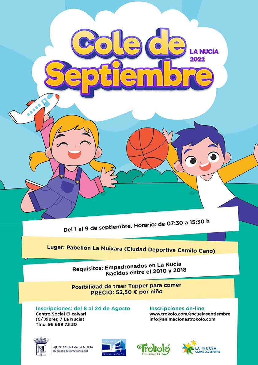 La Nucía cierra mañana el plazo de inscripción para el Cole de Septiembre La Nucía cierra mañana el plazo de inscripción para el Cole de Septiembre