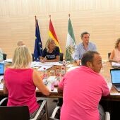 La alcaldesa de Marbella, Ángeles Muñoz, reunida este martes con su equipo de Gobierno en el Palacio de Congresos