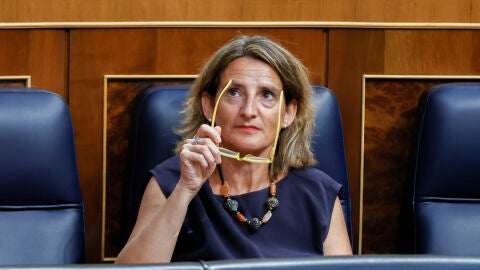 La ministra de Transici&oacute;n Ecol&oacute;gica, Teresa Ribera durante la sesi&oacute;n extraordinaria en el Congreso de los Diputados, que debate la convalidaci&oacute;n del real decreto-ley sobre las medidas de ahorro energ&eacute;tico entre otras cuestiones.