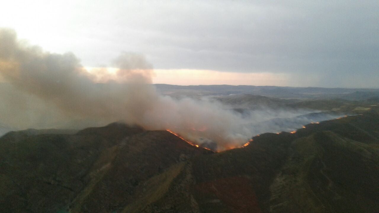 Estabilizado el fuego de Oliete Estabilizado el fuego de Oliete