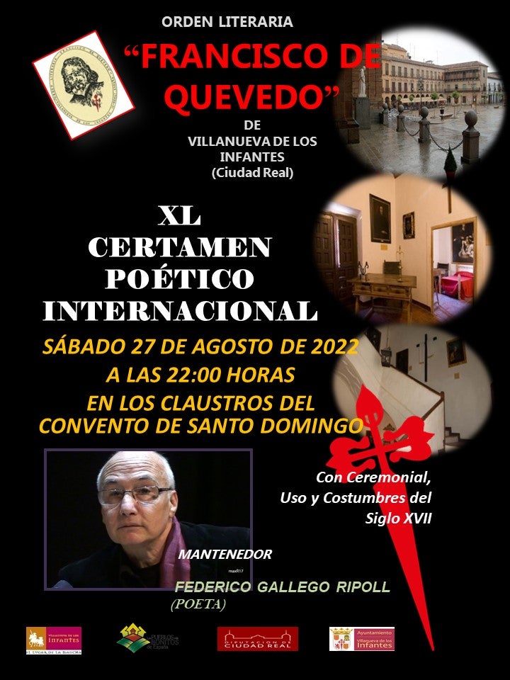 Este sábado se entregan los premios que otorga la Orden Literaria Francisco de Quevedo, de Villanueva de los Infantes Este sábado se entregan los premios que otorga la Orden Literaria Francisco de Quevedo, de Villanueva de los Infantes