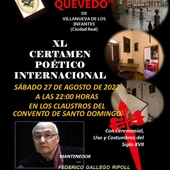 Cartel anunciador del XL Certamen Poético Internacional de la Orden Literaria Francisco de Quevedo Cartel anunciador del XL Certamen Poético Internacional de la Orden Literaria Francisco de Quevedo