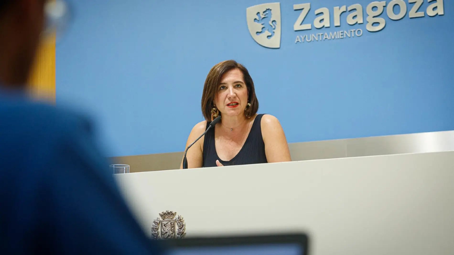 La vicealcaldesa, Sara Fernández, durante la rueda de prensa.