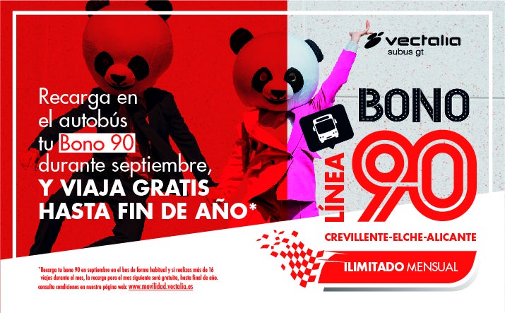 Vectalia ofrece recargas ilimitadas a partir de un mínimo de 16 viajes en la línea Crevillente-Elche y Alicante Vectalia ofrece recargas ilimitadas a partir de un mínimo de 16 viajes en la línea Crevillente-Elche y Alicante