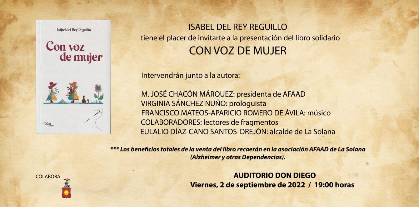 Isabel del Rey presenta su libro "Con Voz De Mujer" que tendrá un carácter solidario Isabel del Rey presenta su libro "Con Voz De Mujer" que tendrá un carácter solidario