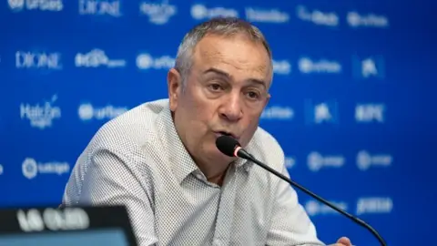 Felipe Moreno en una rueda de prensa del CD Leganés