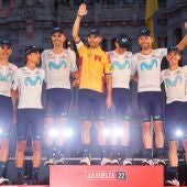 Alejandro Valverde y Movistar Team en la clausura de su última LaVuelta