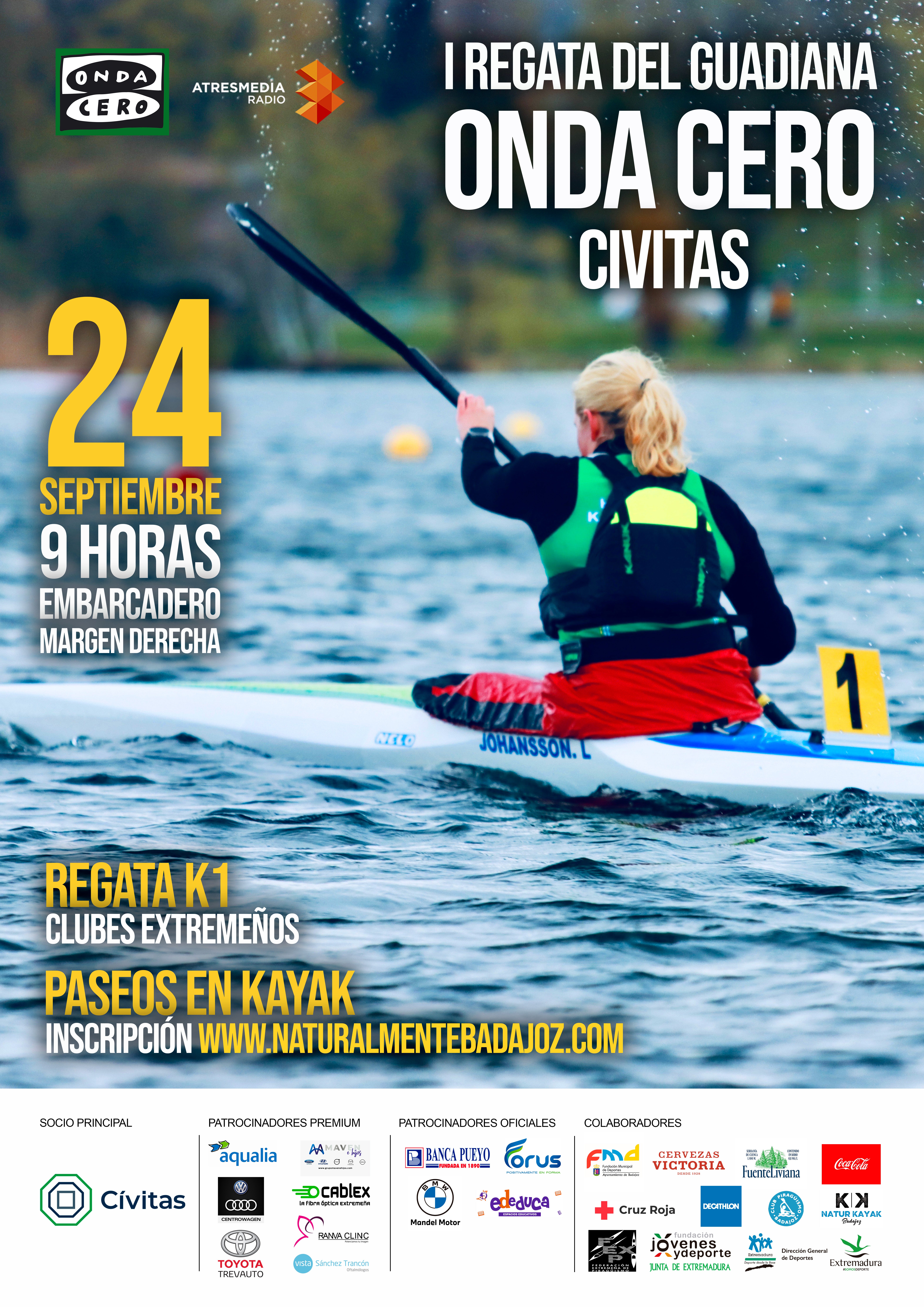 Más de 100 regatistas participarán en la I Regata del Guadiana Onda Cero Cívitas este sábado en Badajoz Más de 100 regatistas participarán en la I Regata del Guadiana Onda Cero Cívitas este sábado en Badajoz