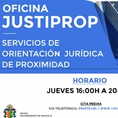 Orihuela contará, a partir del 15 de septiembre, con el servicio de orientación jurídica de proximidad, Justiprop Orihuela contará, a partir del 15 de septiembre, con el servicio de orientación jurídica de proximidad, Justiprop