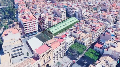 Simulaci&oacute;n con vista &aacute;rea del nuevo Mercado Central que plantea el PP de Elche.