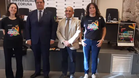Anne Gosset, Xulio Abalde, Jesús Celemín y Cristina Naya Noite Europea das Personas Investigadoras