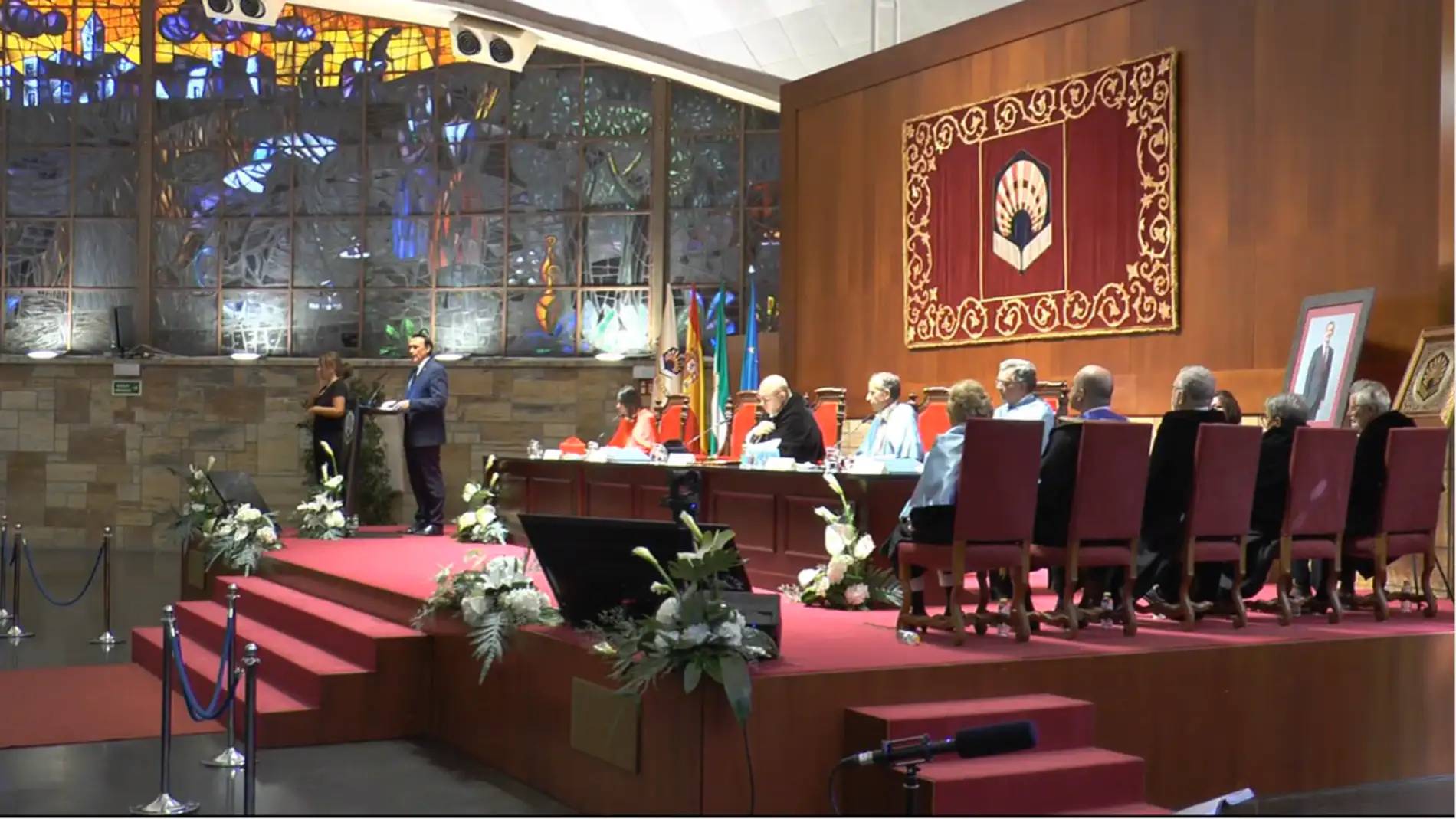 Momento de la intervención del Consejero de Universidades en la apertura de curso universitario en Córdoba