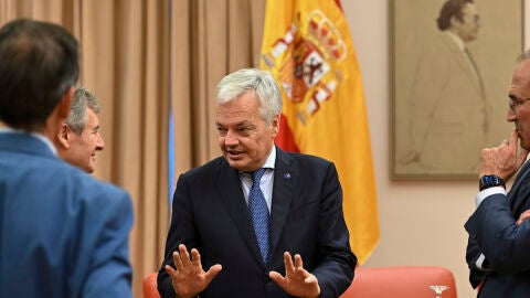 -El comisario europeo responsable de Justicia, Didier Reynders, durante su comparecencia este jueves en el Congreso de los Diputados en Madrid