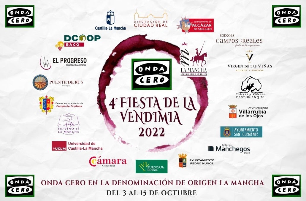 Arranca la Fiesta de la Vendimia en la DO La Mancha con la emisión de numerosos programas de Onda Cero en Ciudad Real y Cuenca Arranca la Fiesta de la Vendimia en la DO La Mancha con la emisión de numerosos programas de Onda Cero en Ciudad Real y Cuenca