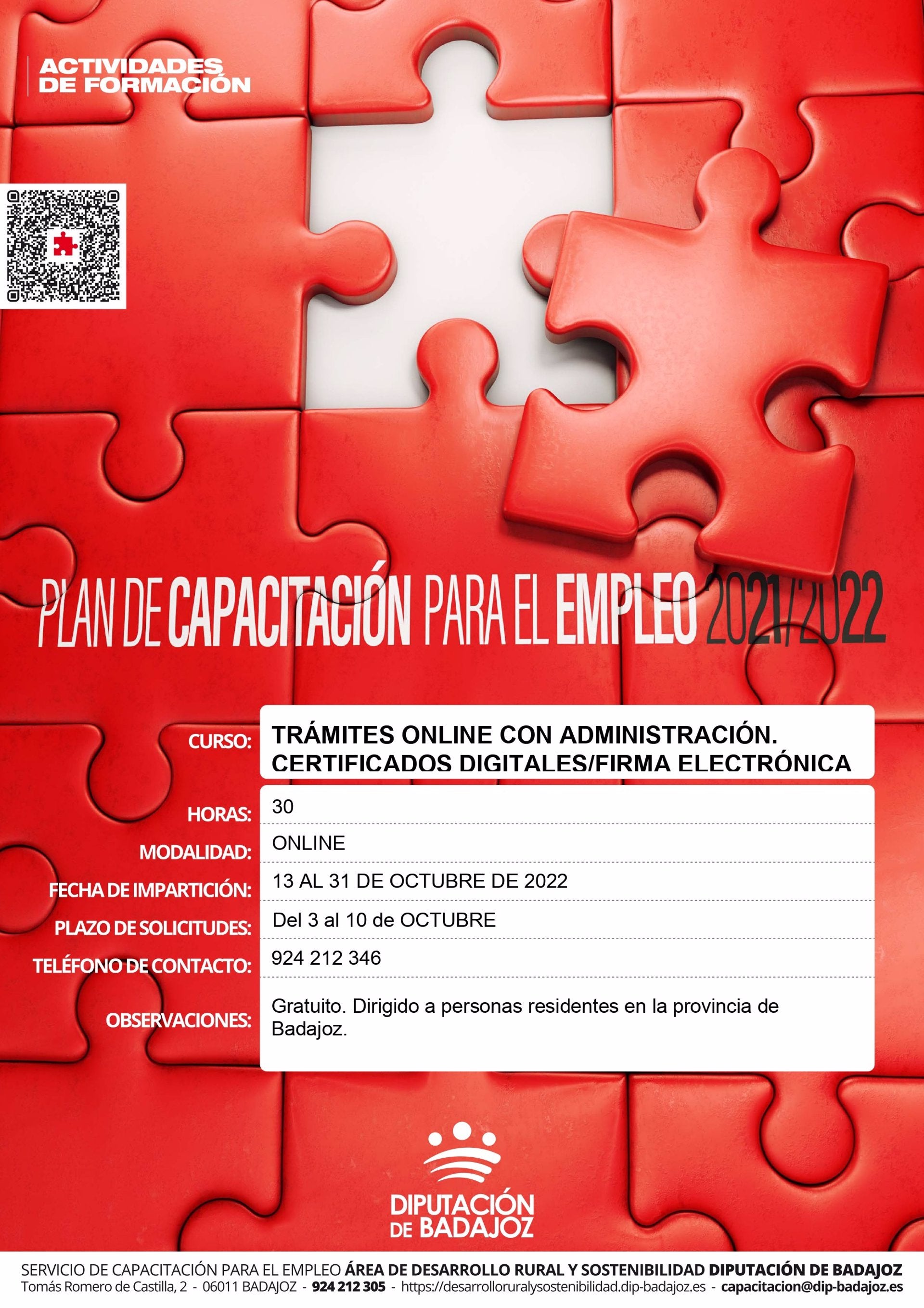 Diputación de Badajoz abre este lunes la inscripción para una acción formativa de trámites online con la administración Diputación de Badajoz abre este lunes la inscripción para una acción formativa de trámites online con la administración