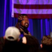El rapero Kanye West, durante una comparecencia