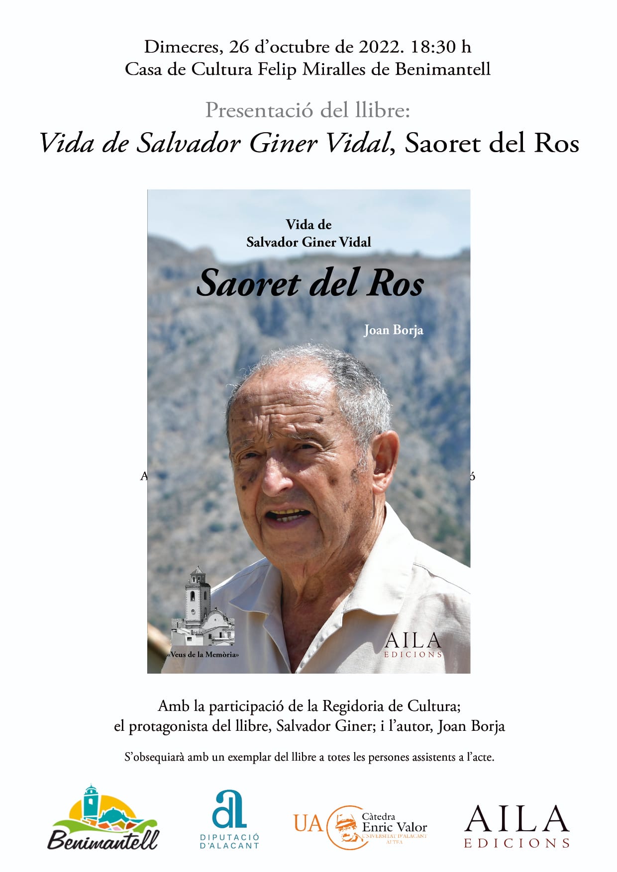 Joan Borja presenta su biografía de Salvador Giner en Benimantell Joan Borja presenta su biografía de Salvador Giner en Benimantell