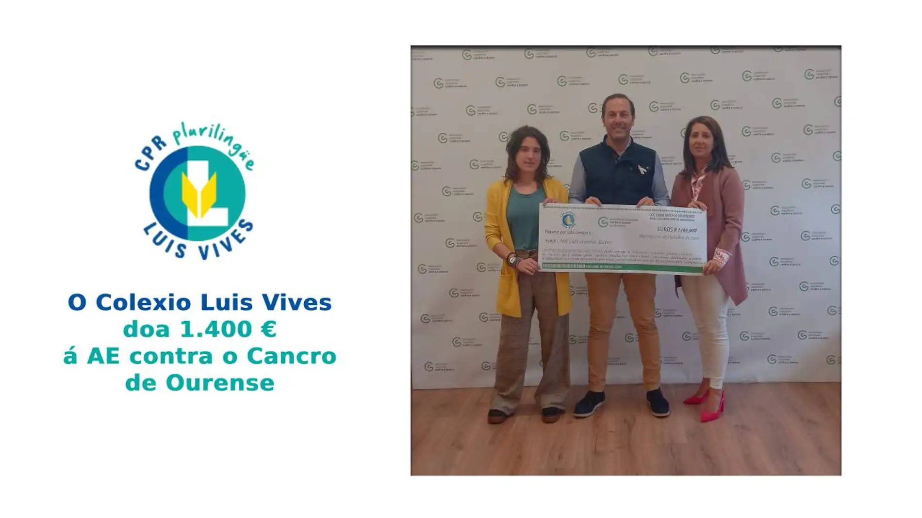 O Colexio Luis Vives doa 1.400 euros a AE contra o cancro