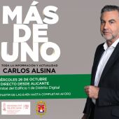 'Más de uno' con Carlos Alsina en directo desde Alicante el miércoles 26 de octubre