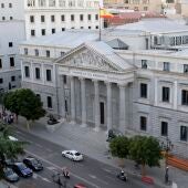 Fachada del edificio del Congreso de los Diputados en Madrid.