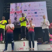 Podio del maratón masculino Podio del maratón masculino