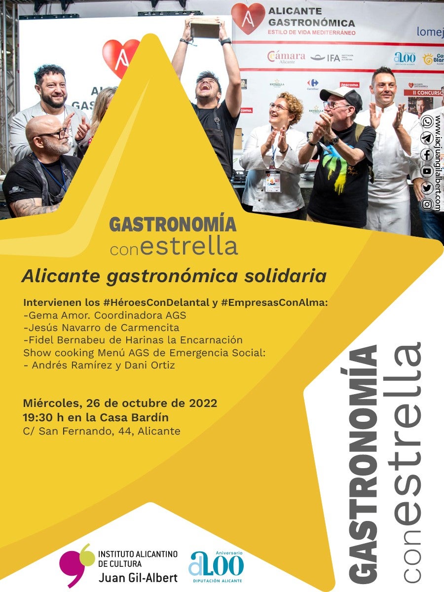 El Instituto Juan Gil-Albert organiza una conferencia sobre el proyecto “Alicante Gastronómica Solidaria” El Instituto Juan Gil-Albert organiza una conferencia sobre el proyecto “Alicante Gastronómica Solidaria”