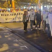 Trabajadores de AVANZA durante una manifestación en Zaragoza