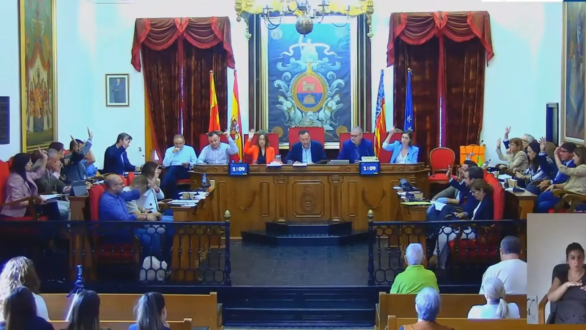 Votación en el pleno municipal del Ayuntamiento de Elche del mes de octubre de 2022.