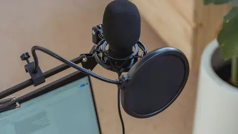 Foto de archivo de grabación de podcast Foto de archivo de grabación de podcast