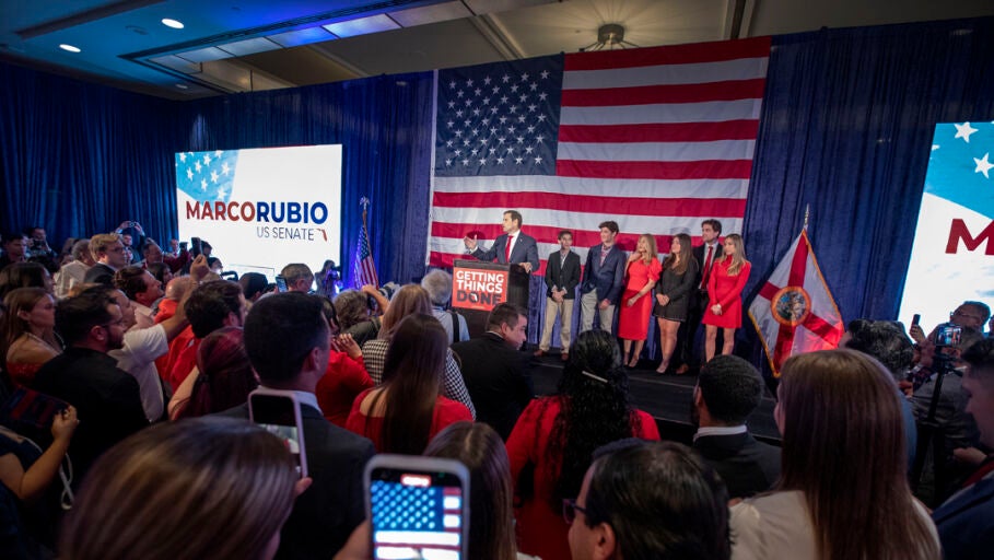 El senador Marco Rubio, reelegido para el Senado de Estados Unidos durante las elecciones de medio mandato