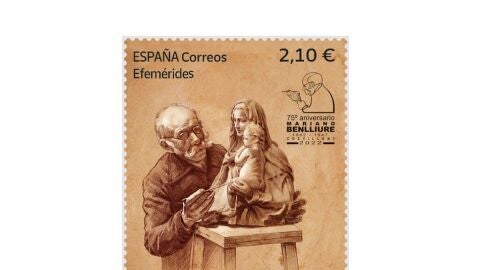 Sello conmemorativo del A&ntilde;o Benlliure emitido por Correos.