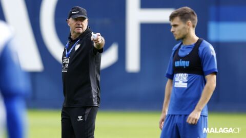 Entrenamiento del M&aacute;laga CF, con Pepe Mel y Aleix Febas