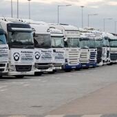 Camiones de la Plataforma Nacional en Defensa del Sector del Transporte.