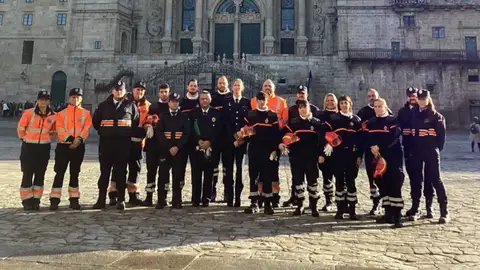 Los voluntarios de Protección Civil en Santiago de compostela Los voluntarios de Protección Civil en Santiago de compostela