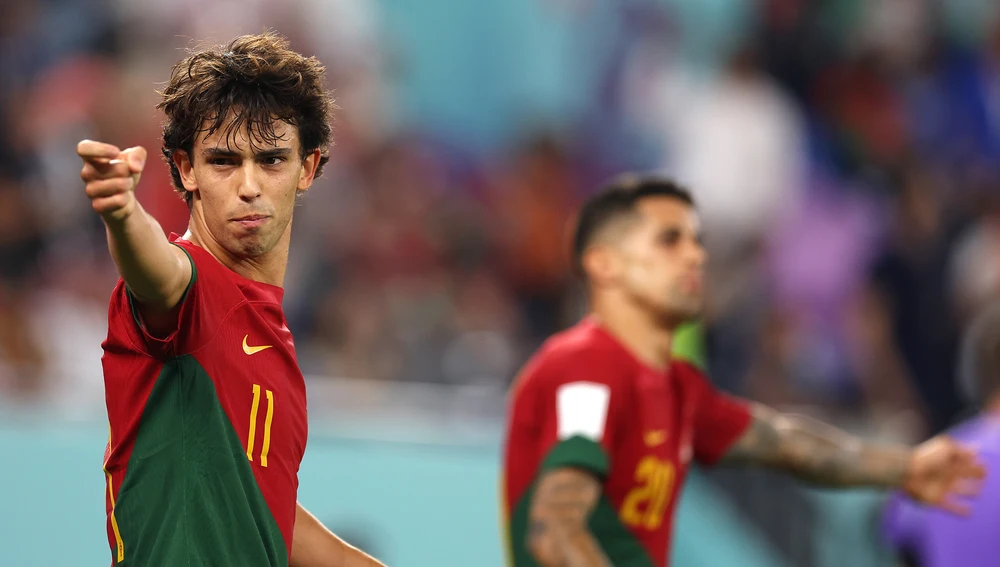 Joao Felix celebra un gol con Portugal