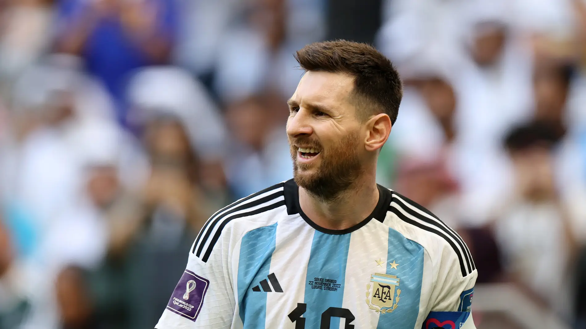 Messi durante un partido en el Mundial de Qatar