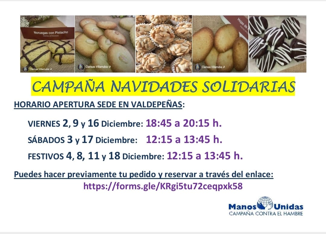 Manos Unidas ofrecerá pastas de las Monjas Clarisas para recaudar fondos Manos Unidas ofrecerá pastas de las Monjas Clarisas para recaudar fondos