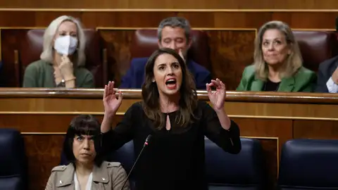 La ministra de Igualdad, Irene Montero, durante su intervención en la sesión de control al Gobierno este miércoles en el Congreso La ministra de Igualdad, Irene Montero, durante su intervención en la sesión de control al Gobierno este miércoles en el Congreso