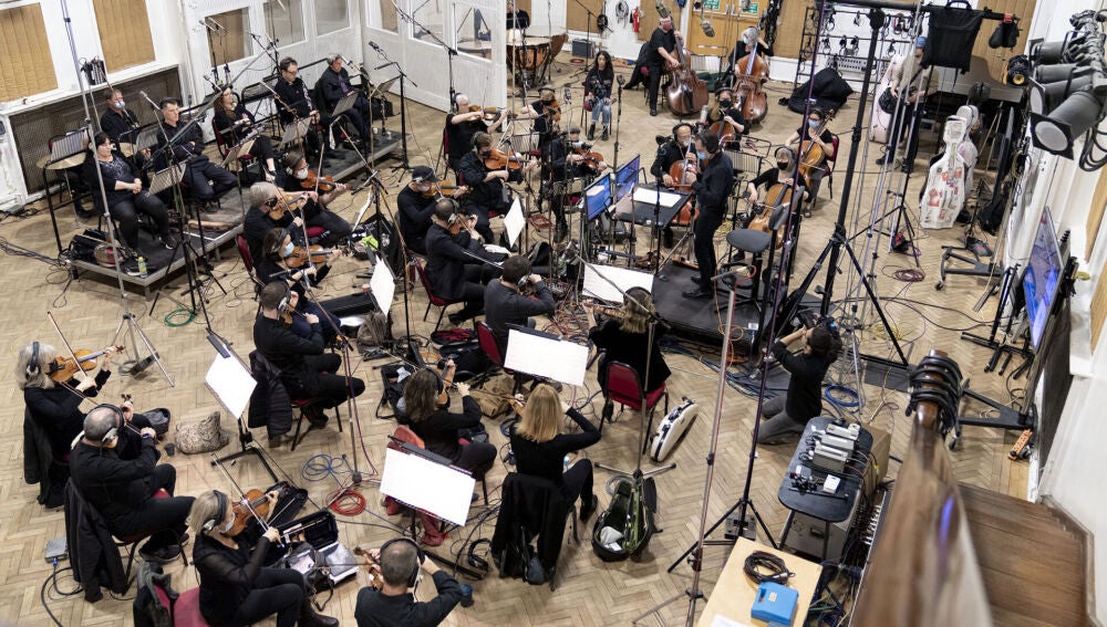 Orquesta sinfónica de Londres durante la grabación