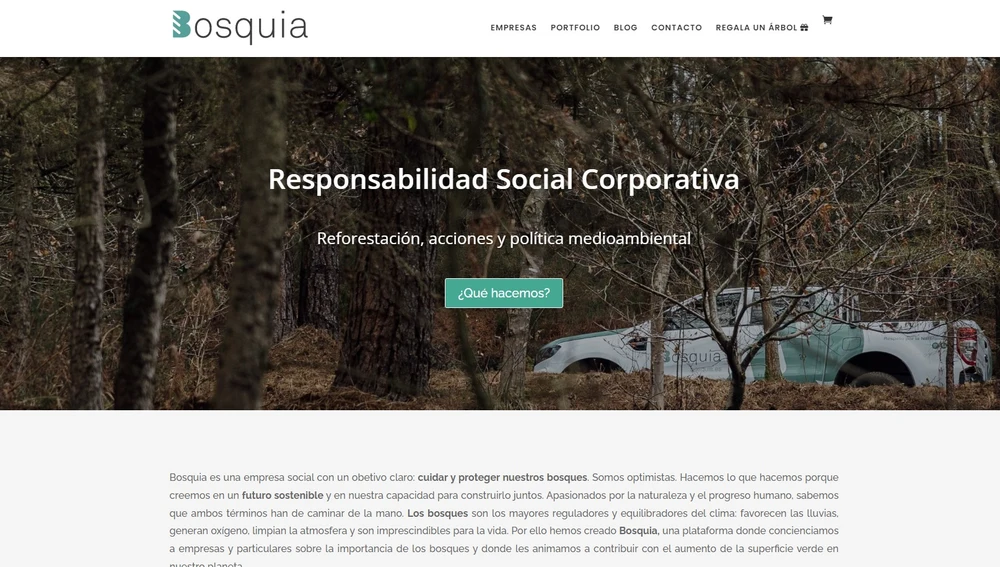 Página web de la empresa Bosquia Nature