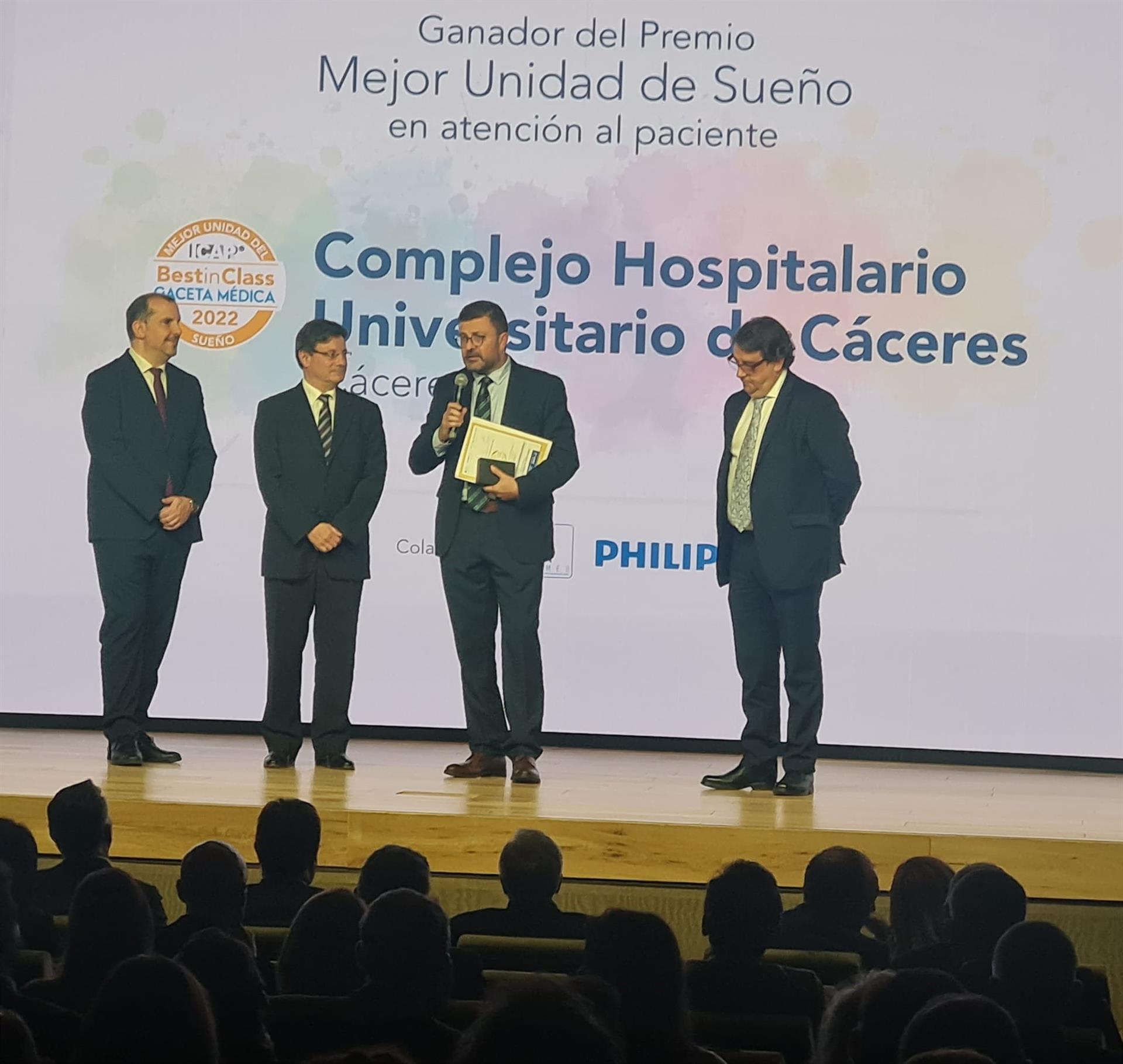 Galardón médico para la Unidad Multidisciplinar de Sueño del Hospital San Pedro de Alcántara de Cáceres Galardón médico para la Unidad Multidisciplinar de Sueño del Hospital San Pedro de Alcántara de Cáceres