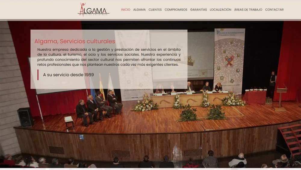 Página web de Algama Servicios Culturales