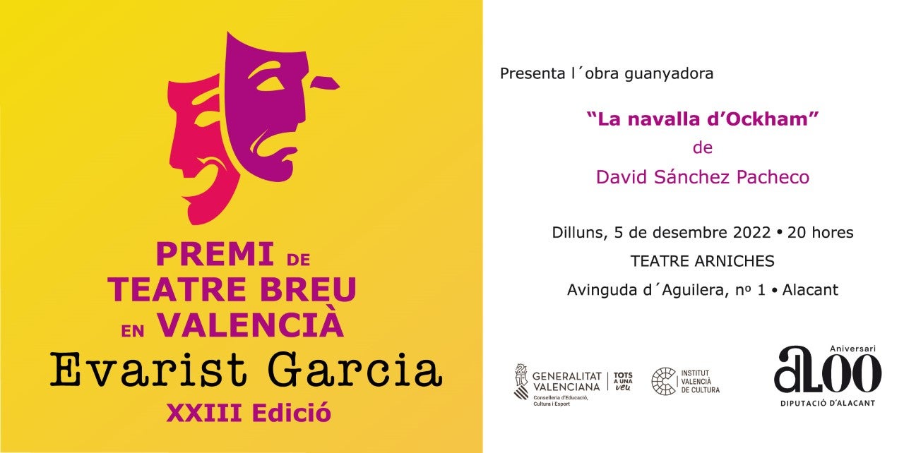 La Diputación estrena en el Teatro Arniches la obra de David Sánchez reconocida con el Premi Evarist Garcia La Diputación estrena en el Teatro Arniches la obra de David Sánchez reconocida con el Premi Evarist Garcia